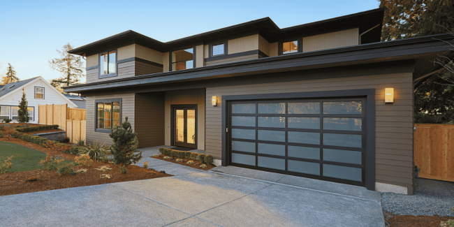 contemporary garage glass garage door